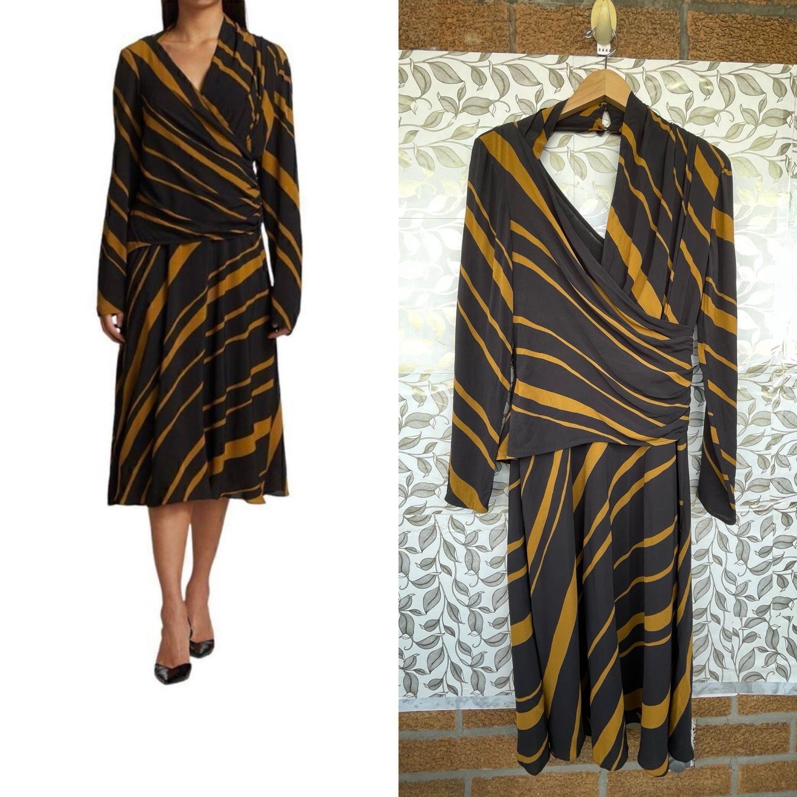 Proenza Schouler Striped Viscose Midi Dress Dark Academia Avant Garde Chic 8